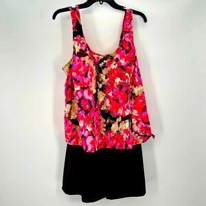 Maxine of Hollywood One Piece Skirt Side Tie Swimsuit Size 24W